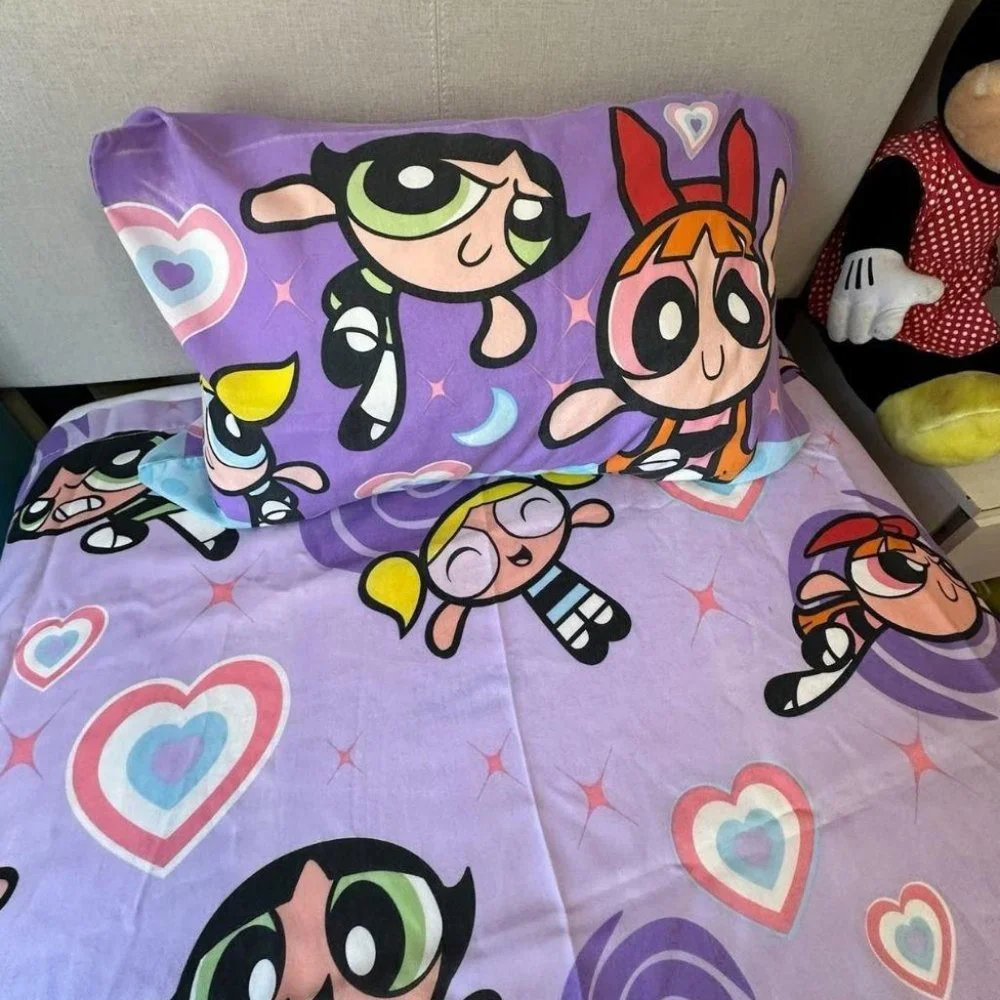 FULL SIZE POWERPUFF GIRLS FLAT‎ SHEET AND PILLOW CASE